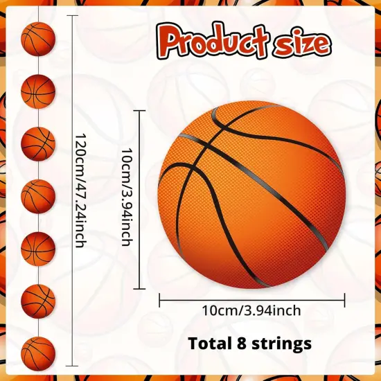 8 Pcs Sports Party Banners Sports Theme Party Hanging Decorations Sports Paper Garland for Boys Kids Teens Sports Birthday Party Baby Shower Home Classroom Supplies Decor (Basketball) {2}