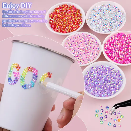 18000Pcs Resin Jelly Rhinestones for Crafting, Multicolor 3mm Flatback Rainbow Gems, Bedazzling Crystal with 3Pcs 10ml B7000 Jewelry Glue for DIY Crafts Clothing Shoes Nail Art {3}