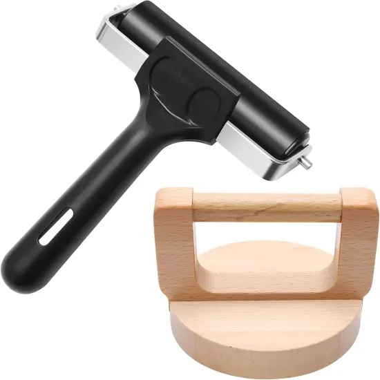 1+1 Pcs Wooden Block Printing Baren with Rubber Brayer Roller, Block Printing Press Kit for Crafting, Printing, Inking, Stamping, Linocut {1}