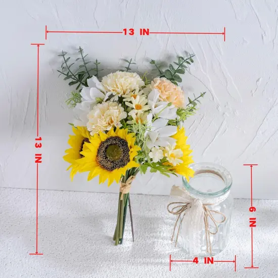 Fake Flowers Spring Artificial Sunflowers with Vase Centerpiece Table Decoration {2}