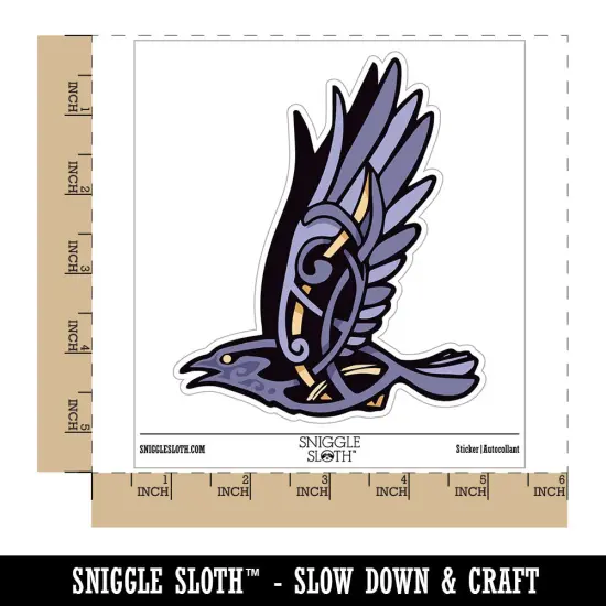 Water Bottle Sticker Set Norse Viking Rune Raven Crow Flying Bird Cute Waterproof Vinyl Stickers Pack Decal, Skateboard, Laptop, Car, Window, Bumper - 5 Pack {1}