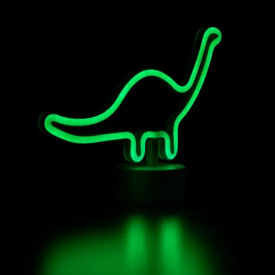 Northlight LED Brontosaurus Dinosaur Neon Table Light - 11" - Green {6}