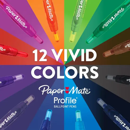 Profile Retractable Ballpoint Pens, Bold (1.4mm), Assorted Colors, 12 Count {4}
