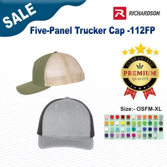 Richardson&reg; Five Panel Trucker Cap Navy/ White {3}