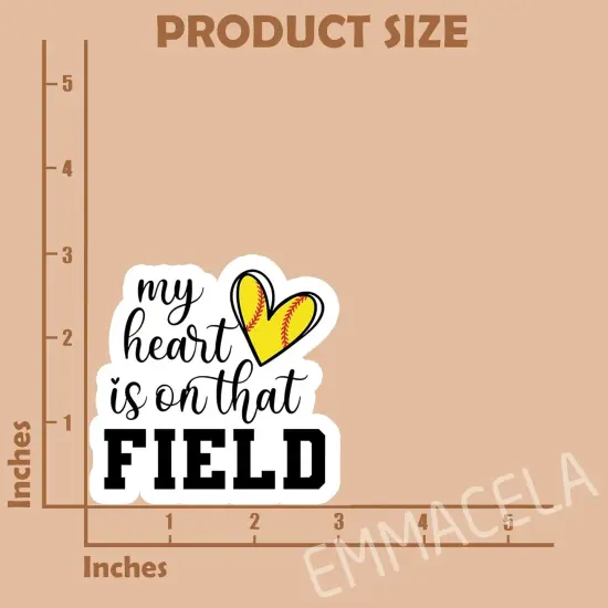 (3PCS) My Heart is on That Field Softball Sticker, Softball Stickers Decals, Sport Stickers,Motivational Vinyl Waterproof Stickers Decal for Books Laptops Phones Tumblers Water Bottles 3 x 3 Inch {2}
