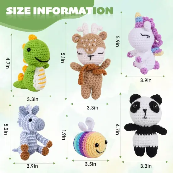 6PCS Animal Crochet Kit for Beginners Kids {3}