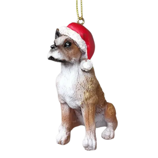 Dog in a Santa Hat Ornament - Pit Bull {1}