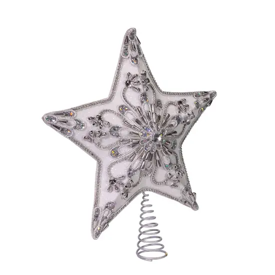 White and Silver Star Treetop - 13 Inch {1}