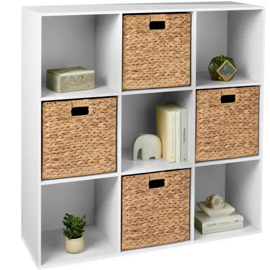 Best Choice Products 9-Cube Bookshelf, 13.5in Display Storage System, Organizer w/ Removable Back Panels White {1}