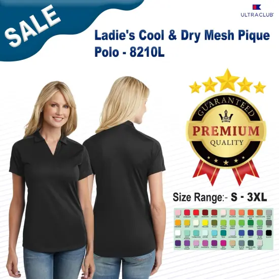 UltraClub&reg; Ladies Cool & Dry Mesh Pique&nbsp;Polo ROYAL {2}