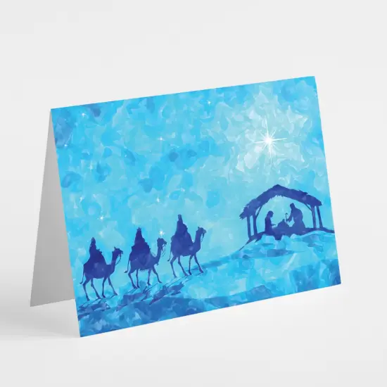 Three Wise Men Nativity Christmas Greeting Cards Boxed Set of 24 Holiday Notecards Featuring Manger and Star of Bethlehem, Perfect for Religious Festive Wishes {1}