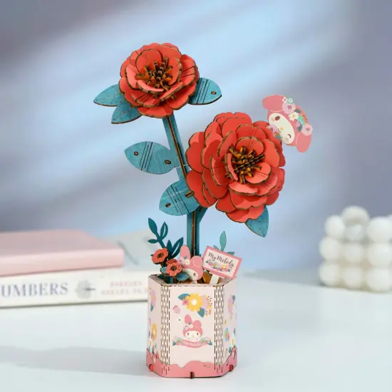 Hello Kitty&reg; and Friends My Melody Red Camellia - 3D Wooden Flower Puzzle {5}