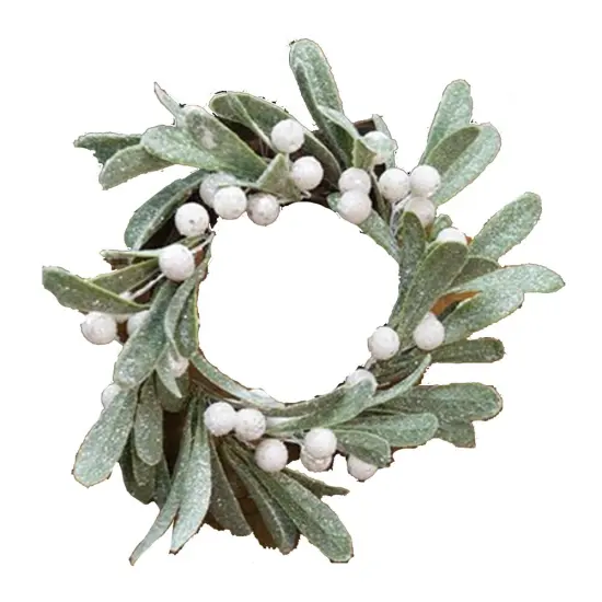 Glittered Mistletoe Candle Ring 9" {1}