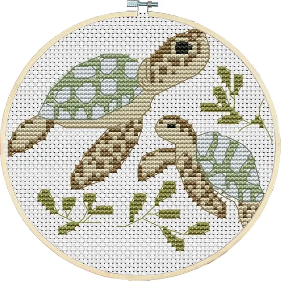 Cross Stitch Kits Little Turtle Looking for Mom 11CT Stamped Patterns Easy Cross Stitching Embroidery Needlework Kit Supplies (Turtle) {1}
