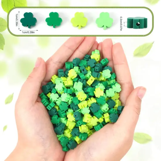 St. Patrick's Day Polymer Clay Beads, 300PCS Green Shamrock Clay Beads Heishi Spacer Beads for Bracelet Necklace Jewelry Making {2}