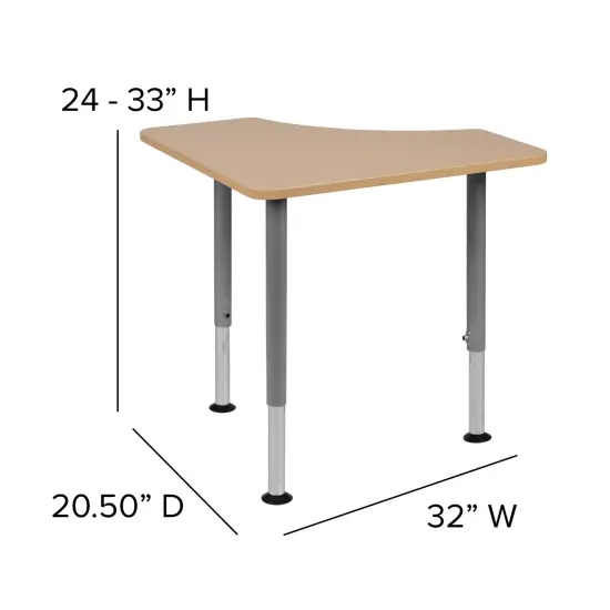 Emma and Oliver Triangular Collaborative Adjustable Student Desk - Home and Classroom Natural {4}