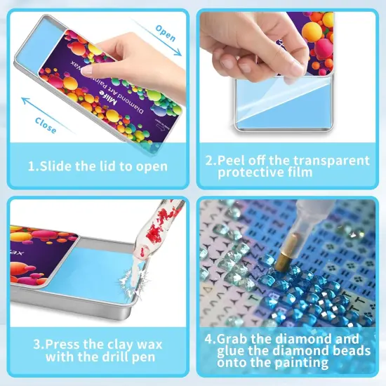 Diamond Art Wax Diamond Art Painting Glue Clay Wax, 3Pcs Diamond Glue Wax for Diamond Art Kits with Slide Storage Box, Diamond Art Painting Accessories and Tools, DIY Diamond Embroidery Tool {4}