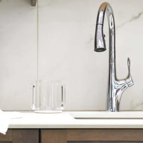 Clear Lucite Wash Cup with White Base {3}