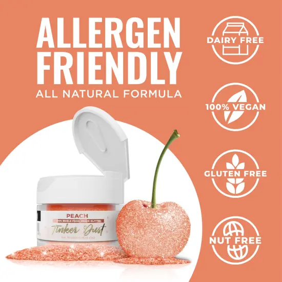 Bakell - Peach Tinker Dust Edible Glitter (5g, 1x Jar) for Food, Desserts, and Beverages! {4}