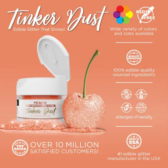 Bakell - Peach Tinker Dust Edible Glitter (5g, 1x Jar) for Food, Desserts, and Beverages! {2}