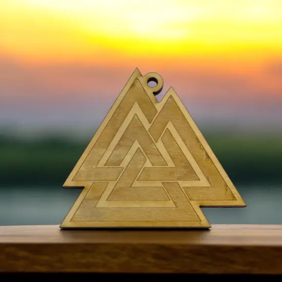 Ornament - Valknut- Raw Wood 3x3in {4}