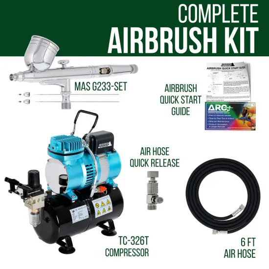 Cool Runner II Dual Fan Air Storage Tank Compressor System Kit with G233 Gravity Feed Dual-Action Airbrush, 0.2 0.3 0.5mm Tips - Holder, How-To Guide {2}