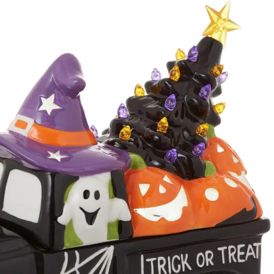 Casafield Ceramic Halloween Hand-Painted Pre-Lit LED Tabletop Home D&eacute;cor Black Truck {3}