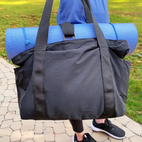 Wrapables Sporty Yoga Tote Bag, Gym, Work, Overnight and Travel Bag, Black {5}