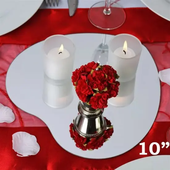 12 pcs HEART 10" Glass MIRRORS Wedding Table Decoration Centerpieces Supply {4}