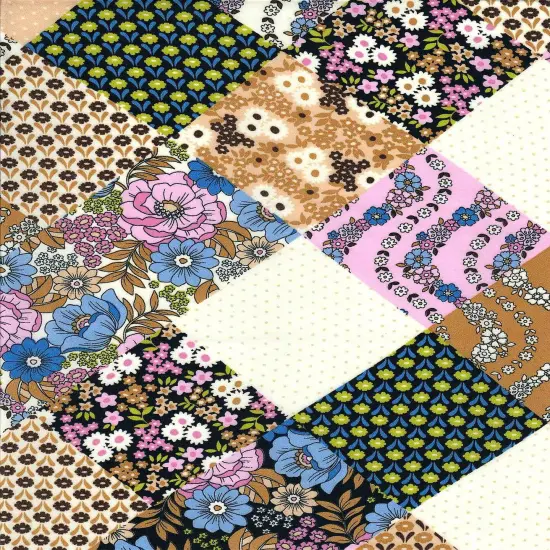 1 Yard Wool Dobby Floral Patchwork Fabric 57/58&Prime; Wide 100% Polyester NAVY/LILAC {6}