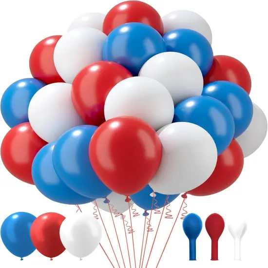 Red White and Blue Balloons 4th of July Independence Day Patriotic Decorations Latex Balloons Arch Kit Memorial Day Birthday Graduation Mothers Day Easter Bachelorette Party Wedding Anniversary 60PCS {1}