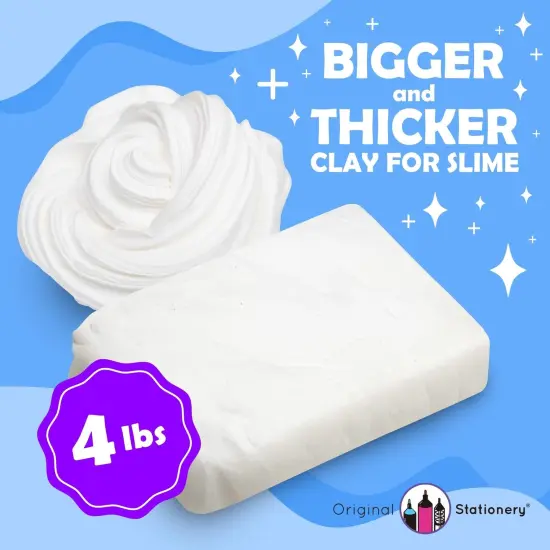 Original Stationery Soft Clay for Slime, XL White Modeling Clay for Art Crafts & Slime Fun, Add to Glue & Shaving Foam to Make Butter Slimes, 4lbs/1800 Grams, Ages 3-14 {2}