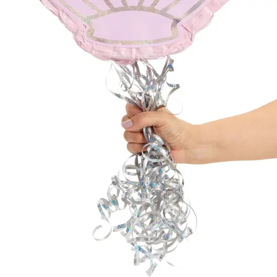 Pull String Seashell Pinata - Mermaid Birthday Decorations, Under The Sea Party Supplies (Small, 13"L x 3"W x 14"H), For Ages 3+ Pink {5}