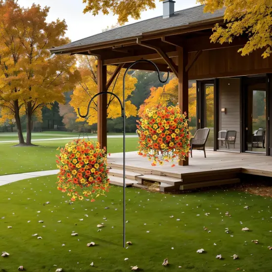 Artificial Fall Hanging Flowers with Basket - Yellow Orange {3}