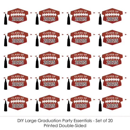 Big Dot of Happiness Grad Football - Grad Cap Decorations DIY 2025 Graduation Large Party Essentials - Set of 20 {5}