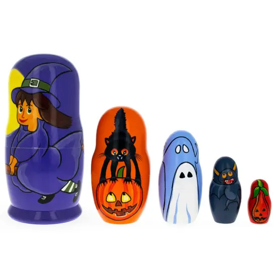 Halloween Girl Wooden Nesting Dolls 5.75 Inches {1}
