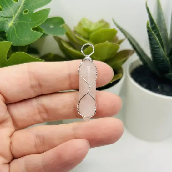 1, 4 or 20 Pieces: Wire Wrapped Rose Quartz Pendants {2}
