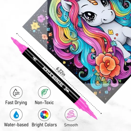 72 Colors Acrylic Dual Tip Paint Markers {3}