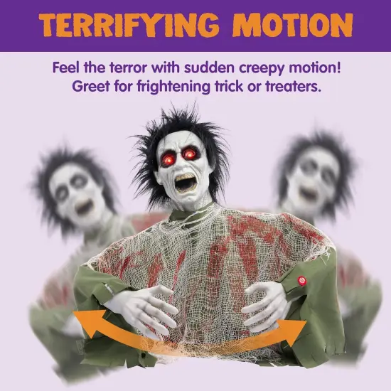 Halloween Animatronics - Zombie Groundbreaker with Sound & Glowing Eyes {5}