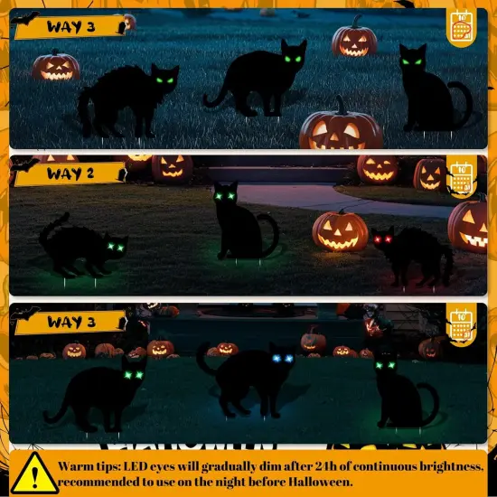 6Pack Black Cat Halloween Decor Yard Signs, Scary Cat Silhouette {4}