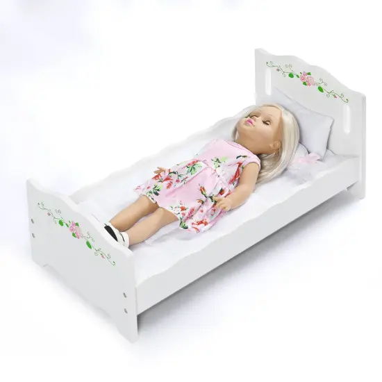 Badger Basket 18-inch Doll with Bed, Bedding Set and Free Personalization Kit - White/Rose {5}