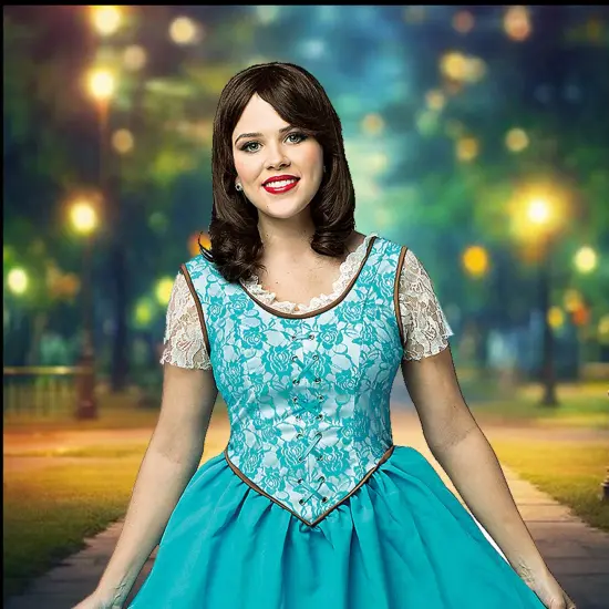 Ouat Belle Adult Halloween Costume With Blue Dress And Teacup Purse {2}