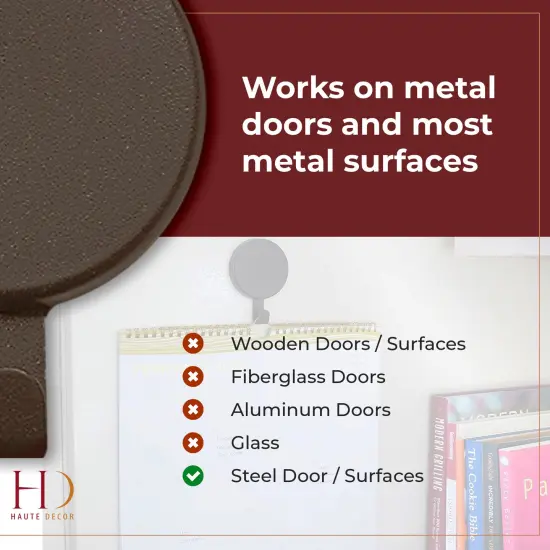 Haute Decor Attract&reg; Magnetic Hanger, 1 Pack - Strong Magnet Hook for Metal Doors and Surfaces Brown {5}