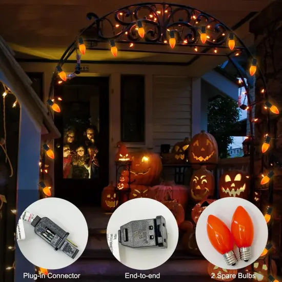 25FT C9 LED Halloween Orange String Lights {4}