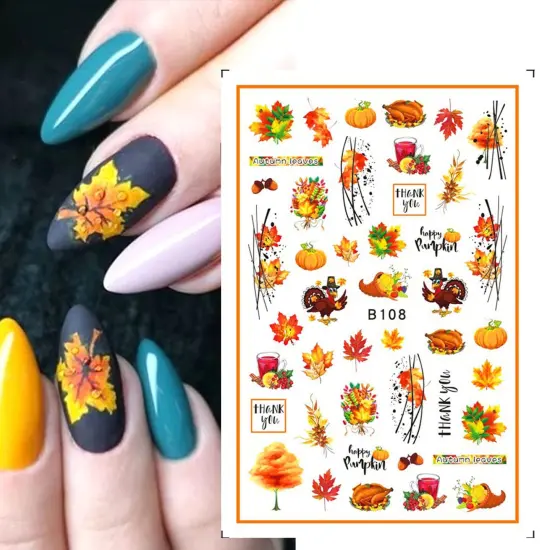 Fall Nail Art Stickers - 10 Sheets Maple Leaf Nail Art Supplies {5}