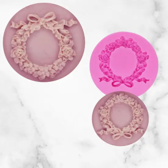 Wreath Of Flowers With Bow Silicone Mold {1}