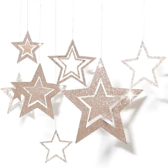 Hanging Twinkle Little Star Party Decorations Gold {2}