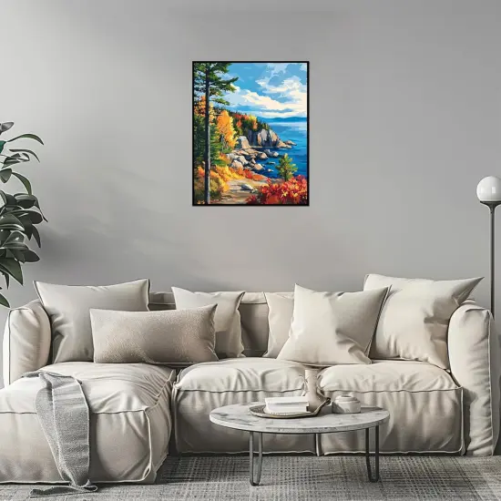 Acadia National Park Paint by Number, Maine Landscape Paint by Numbers Kit for Adults, Mountains Tree Acrylic DIY Oil Painting on Canvas for Gift, Home Wall Decor(16x20inch, No Frame) {4}