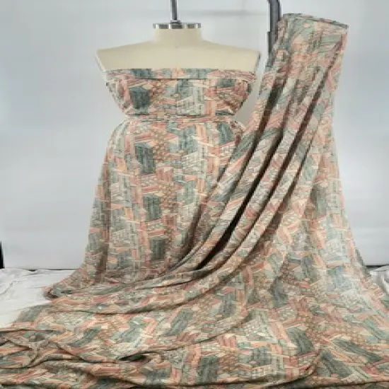 1 Yard Elegant Yoryu Chiffon Sheer Fabric Pink & Green, Lightweight Apparel Fabric, 57/58" Wide {2}