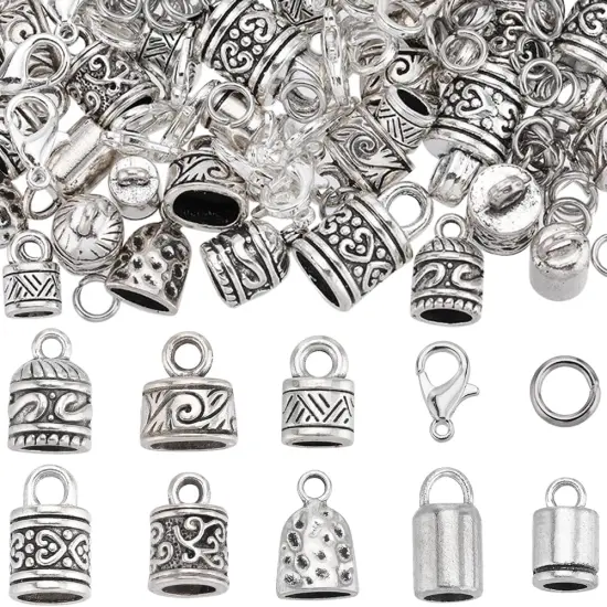 1 Box 230Pcs Cord Lobster Clasps Tibetan Antique Silver for Jewelry Making Kit {1}